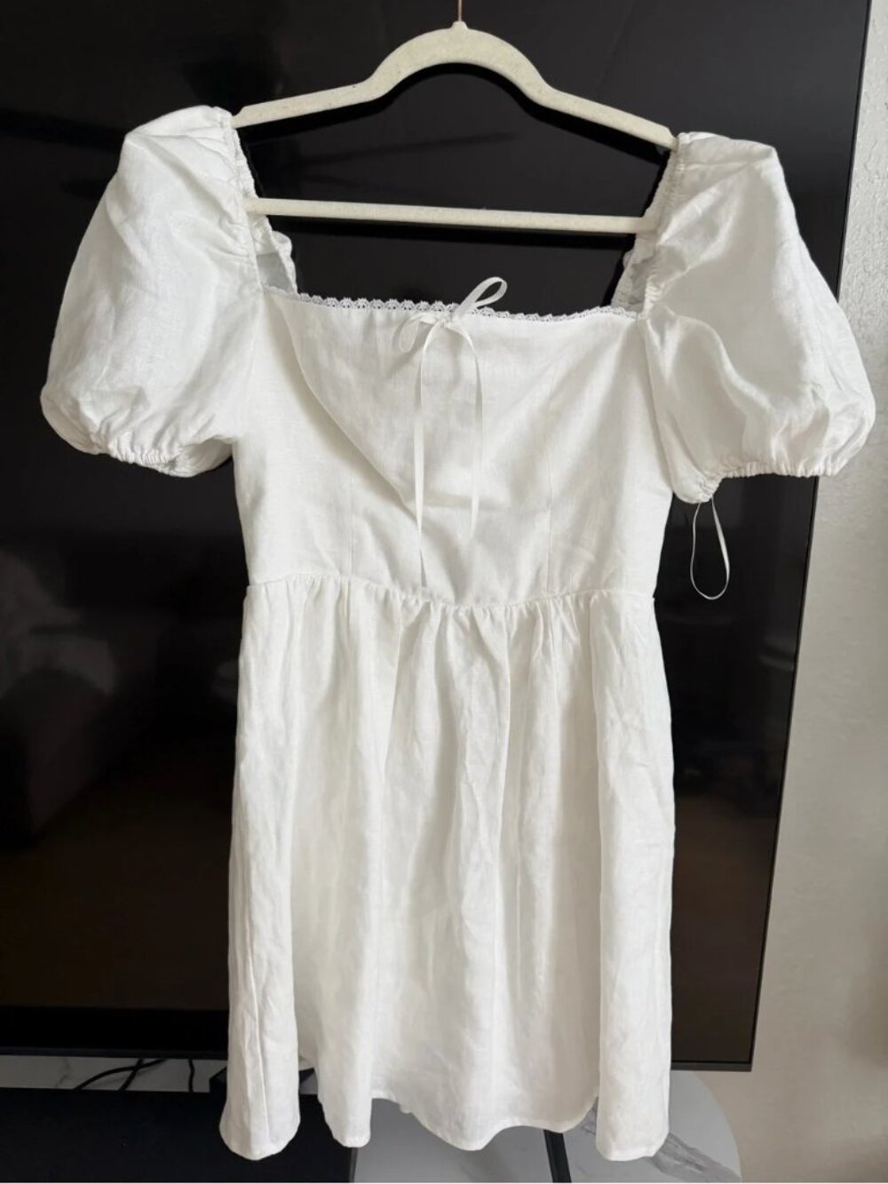 Reformation Malvina Linen Mini Dress Size 6 white